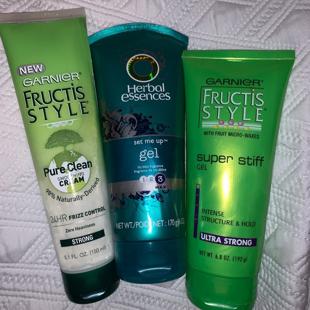 Hair Gel, Garnier Fructose and Herbal Essences